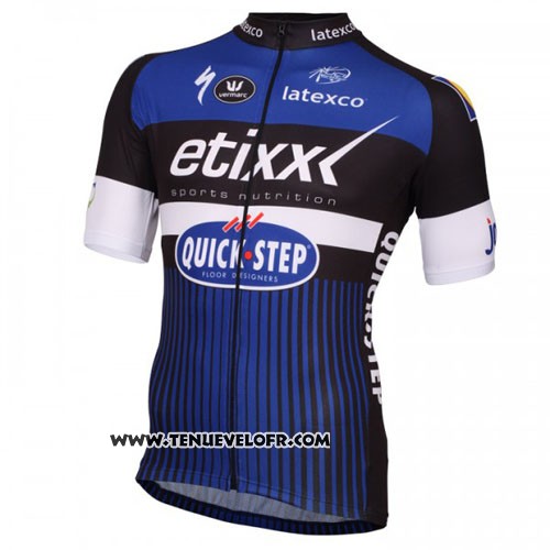 2016 Maillot Ciclismo Etixx Quick Step Blanc et Bleu Manches Courtes et Cuissard